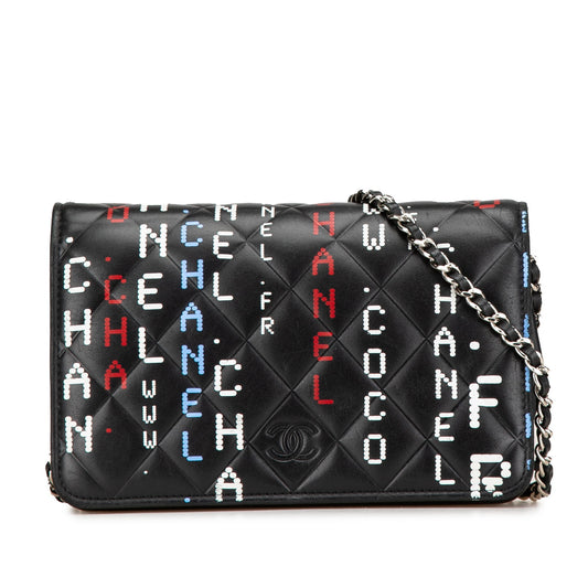 Black Chanel Quilted Lambskin Data Center Wallet On Chain Crossbody Bag