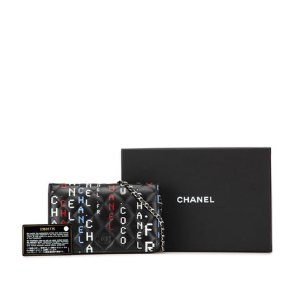 Black Chanel Quilted Lambskin Data Center Wallet On Chain Crossbody Bag