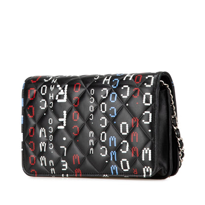 Black Chanel Quilted Lambskin Data Center Wallet On Chain Crossbody Bag