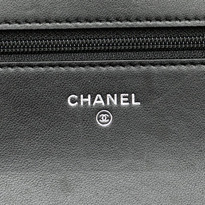 Black Chanel Quilted Lambskin Data Center Wallet On Chain Crossbody Bag