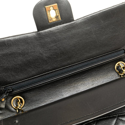 Black Chanel Medium Classic Lambskin Double Flap Shoulder Bag