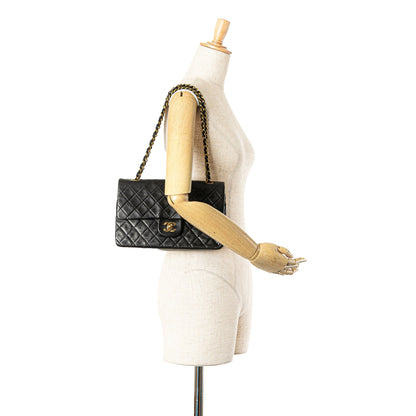 Black Chanel Medium Classic Lambskin Double Flap Shoulder Bag