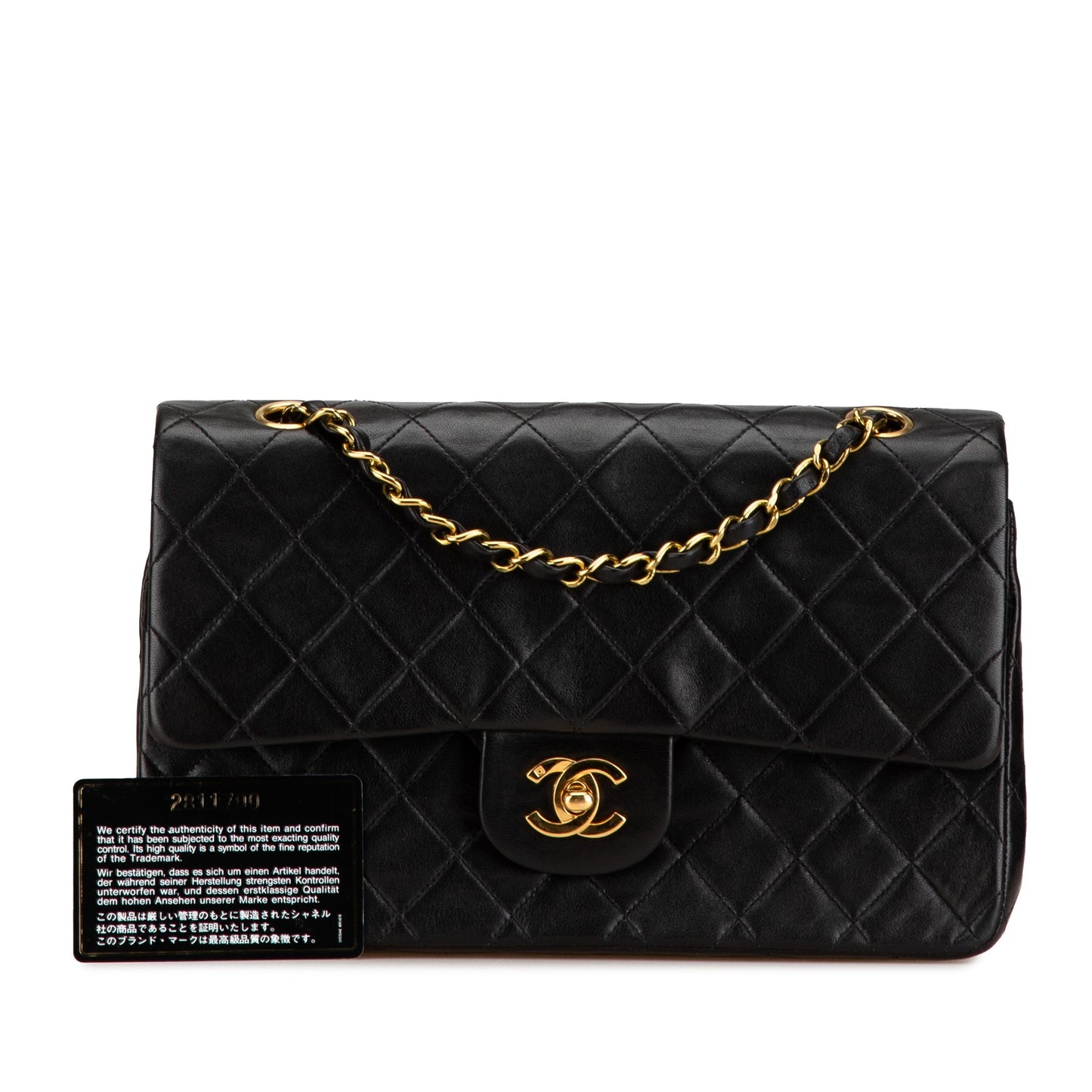Black Chanel Medium Classic Lambskin Double Flap Shoulder Bag