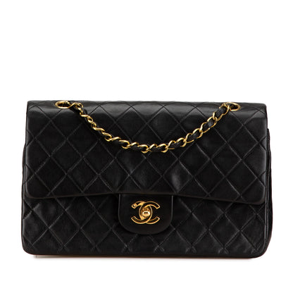 Black Chanel Medium Classic Lambskin Double Flap Shoulder Bag