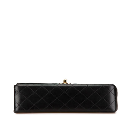 Black Chanel Medium Classic Lambskin Double Flap Shoulder Bag