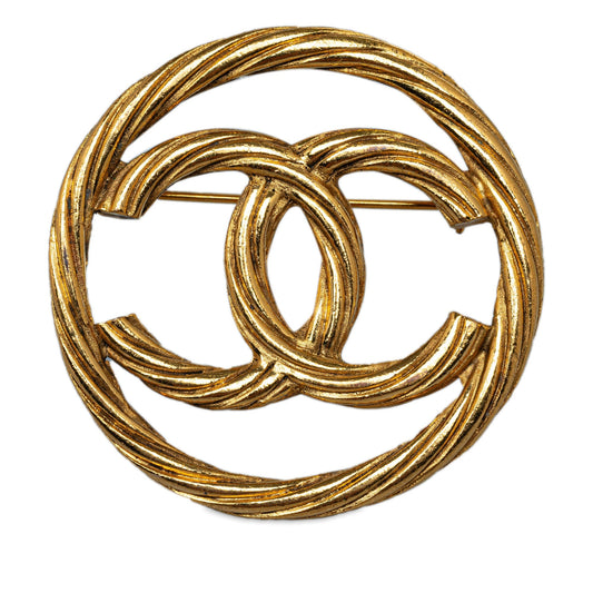 Gold Chanel CC Brooch