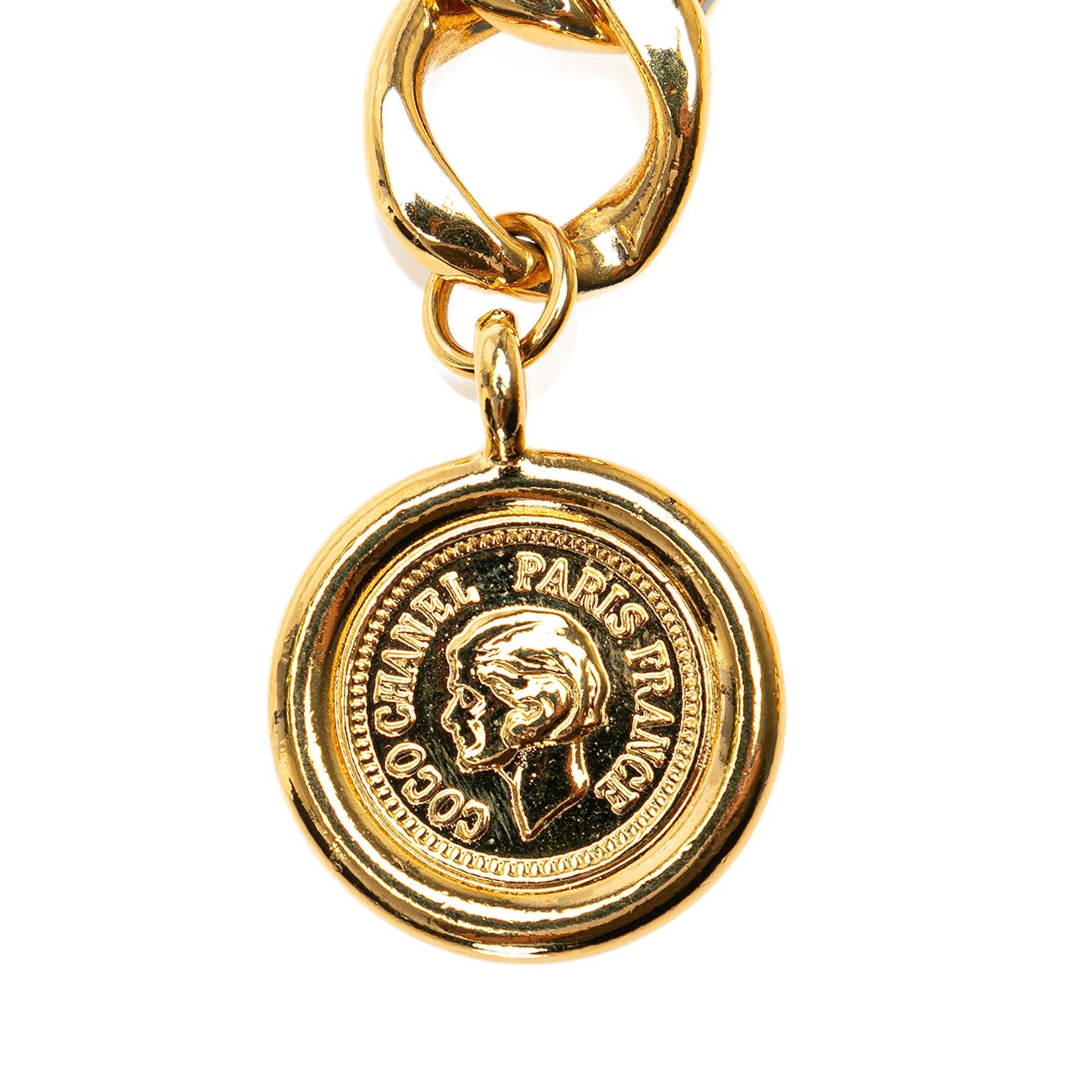 Gold Chanel Gold Plated Medallion Chain Belt