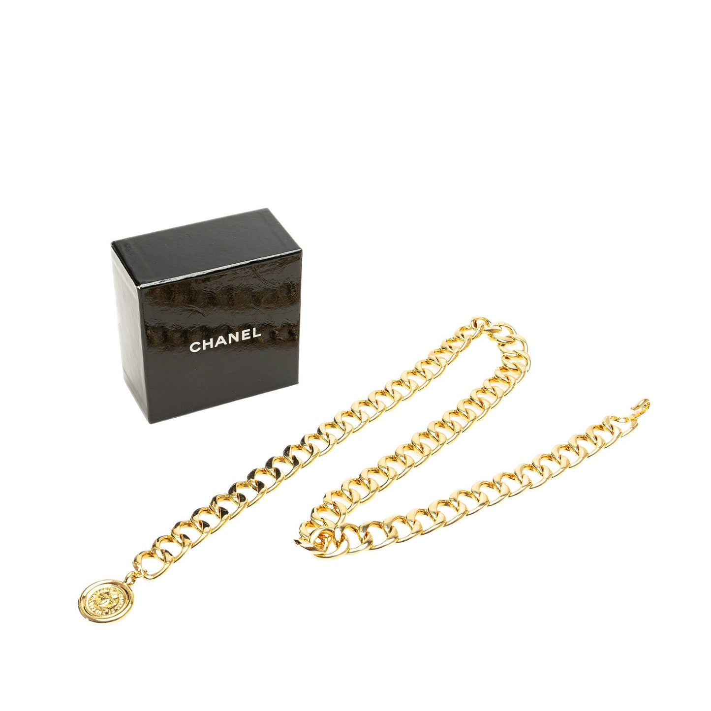 Gold Chanel Gold Plated Medallion Chain Belt