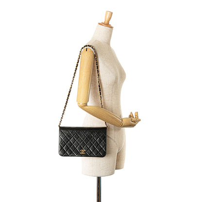 Black Chanel Quilted Lambskin CC Full Single Flap Crossbody Bag