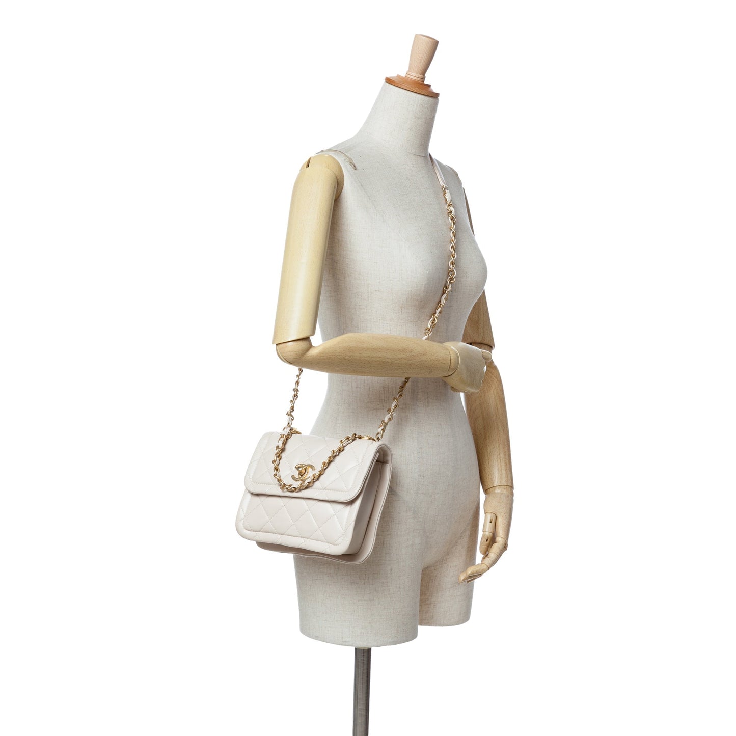 Brown Chanel Small Lambskin Button On Top Flap Crossbody Bag