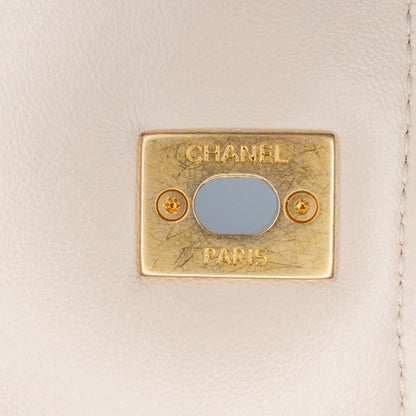 Brown Chanel Small Lambskin Button On Top Flap Crossbody Bag