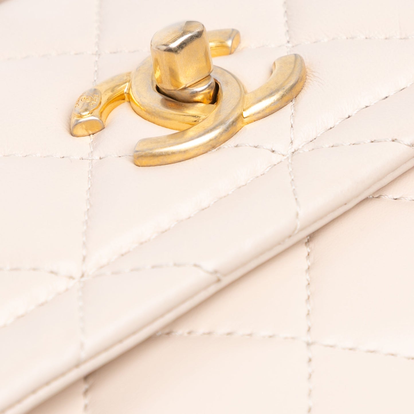 Brown Chanel Small Lambskin Button On Top Flap Crossbody Bag
