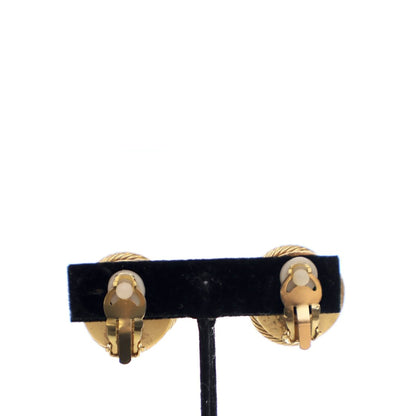 Gold Chanel Gold Plated Faux Pearl Clip on Earrings