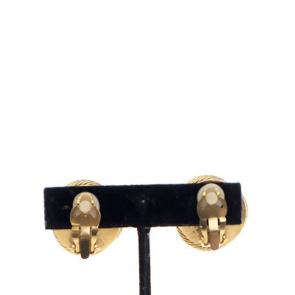 Gold Chanel Gold Plated Faux Pearl Clip on Earrings