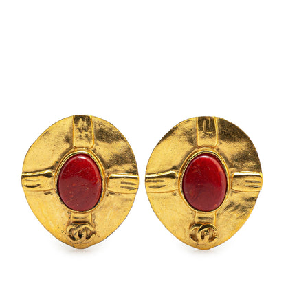 Gold Chanel Gold Plated CC Clip On Earrings