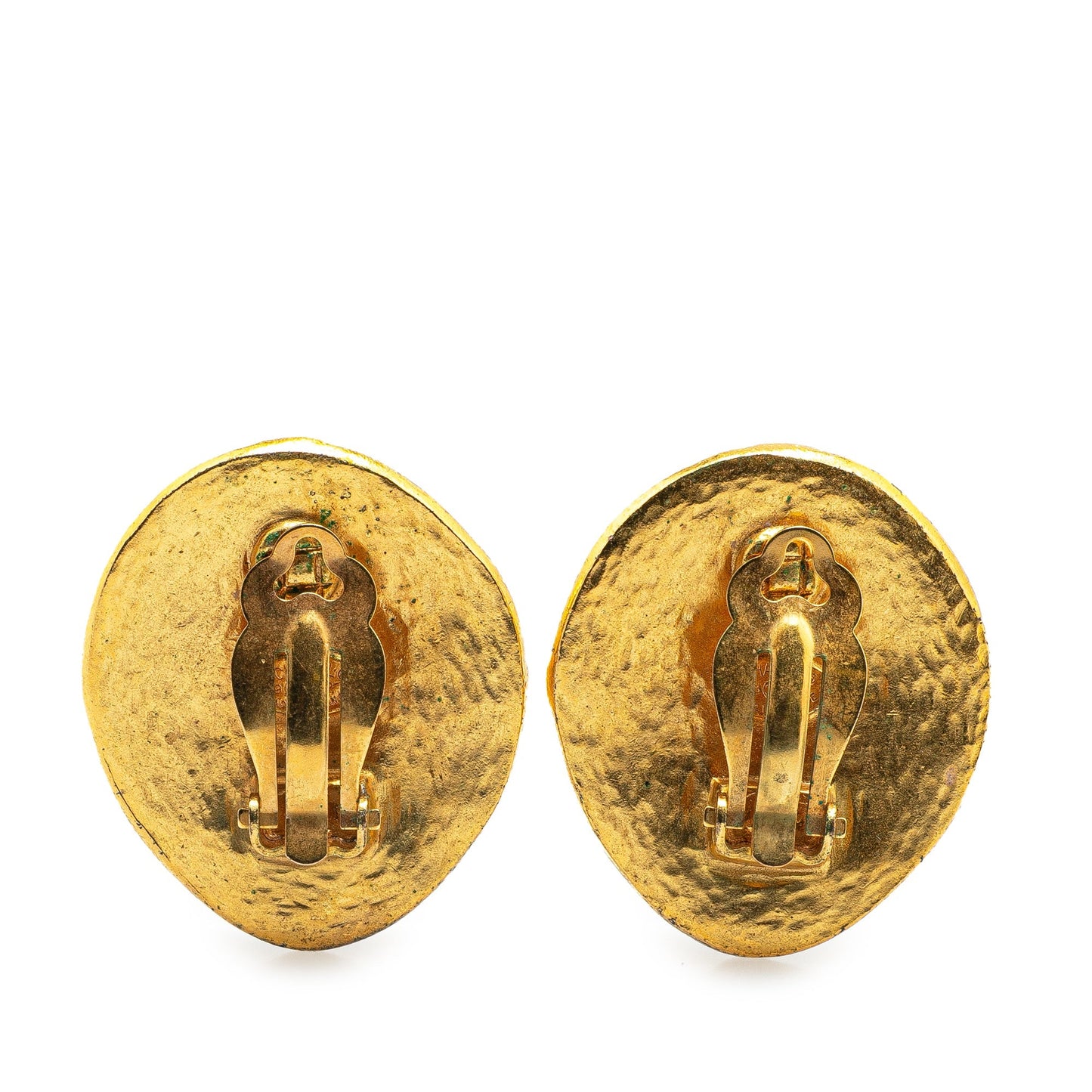 Gold Chanel Gold Plated CC Clip On Earrings