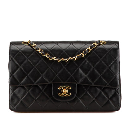 Black Chanel Medium Classic Lambskin Double Flap Shoulder Bag