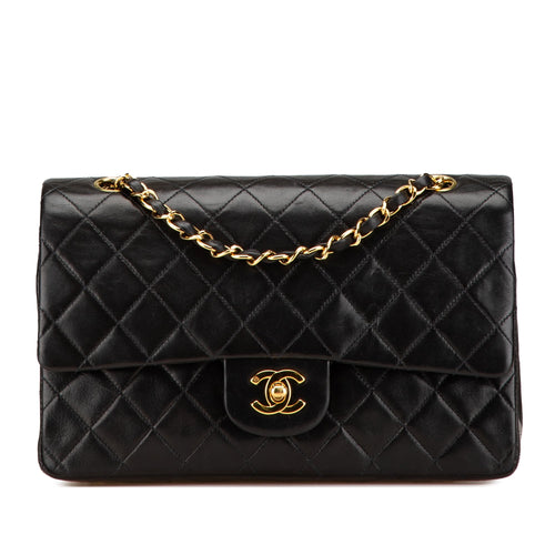 Black Chanel Medium Classic Lambskin Double Flap Shoulder Bag