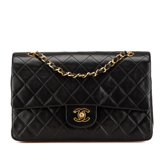 Black Chanel Medium Classic Lambskin Double Flap Shoulder Bag