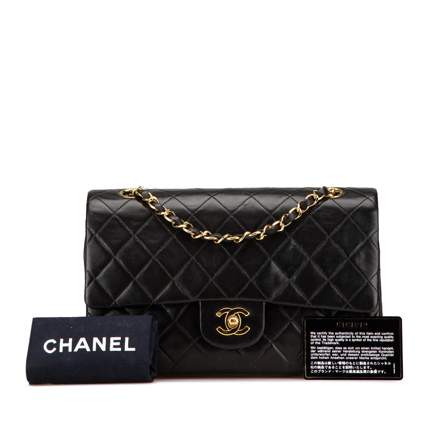 Black Chanel Medium Classic Lambskin Double Flap Shoulder Bag