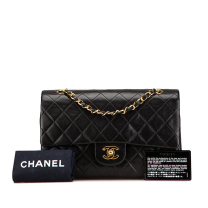 Black Chanel Medium Classic Lambskin Double Flap Shoulder Bag