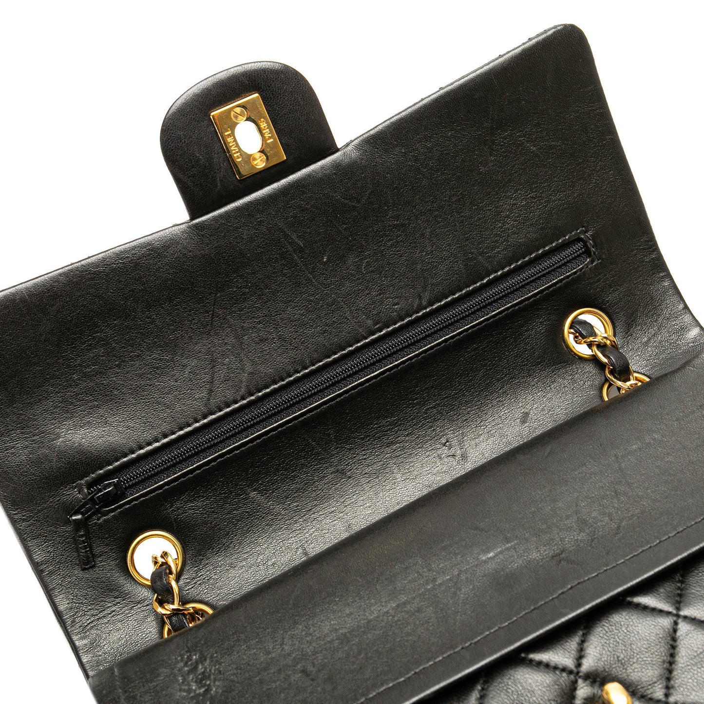 Black Chanel Medium Classic Lambskin Double Flap Shoulder Bag