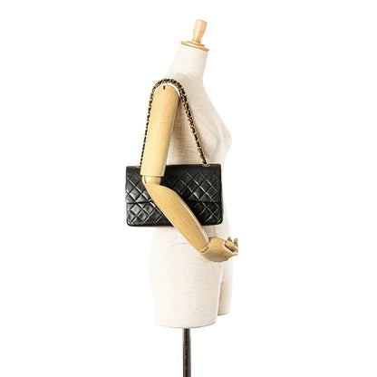 Black Chanel Medium Classic Lambskin Double Flap Shoulder Bag