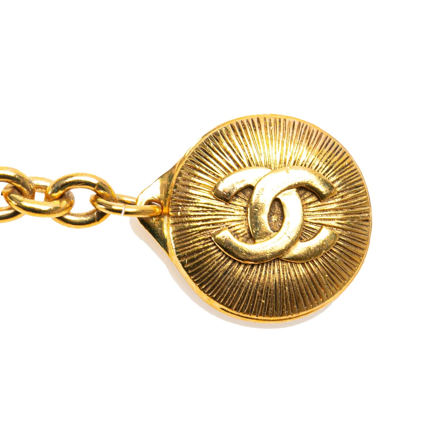 Gold Chanel Gold Plated CC Round 6 Station Chain Belt