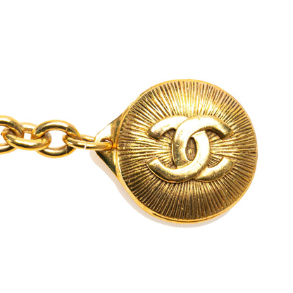 Gold Chanel Gold Plated CC Round 6 Station Chain Belt