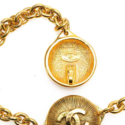 Gold Chanel Gold Plated CC Round 6 Station Chain Belt