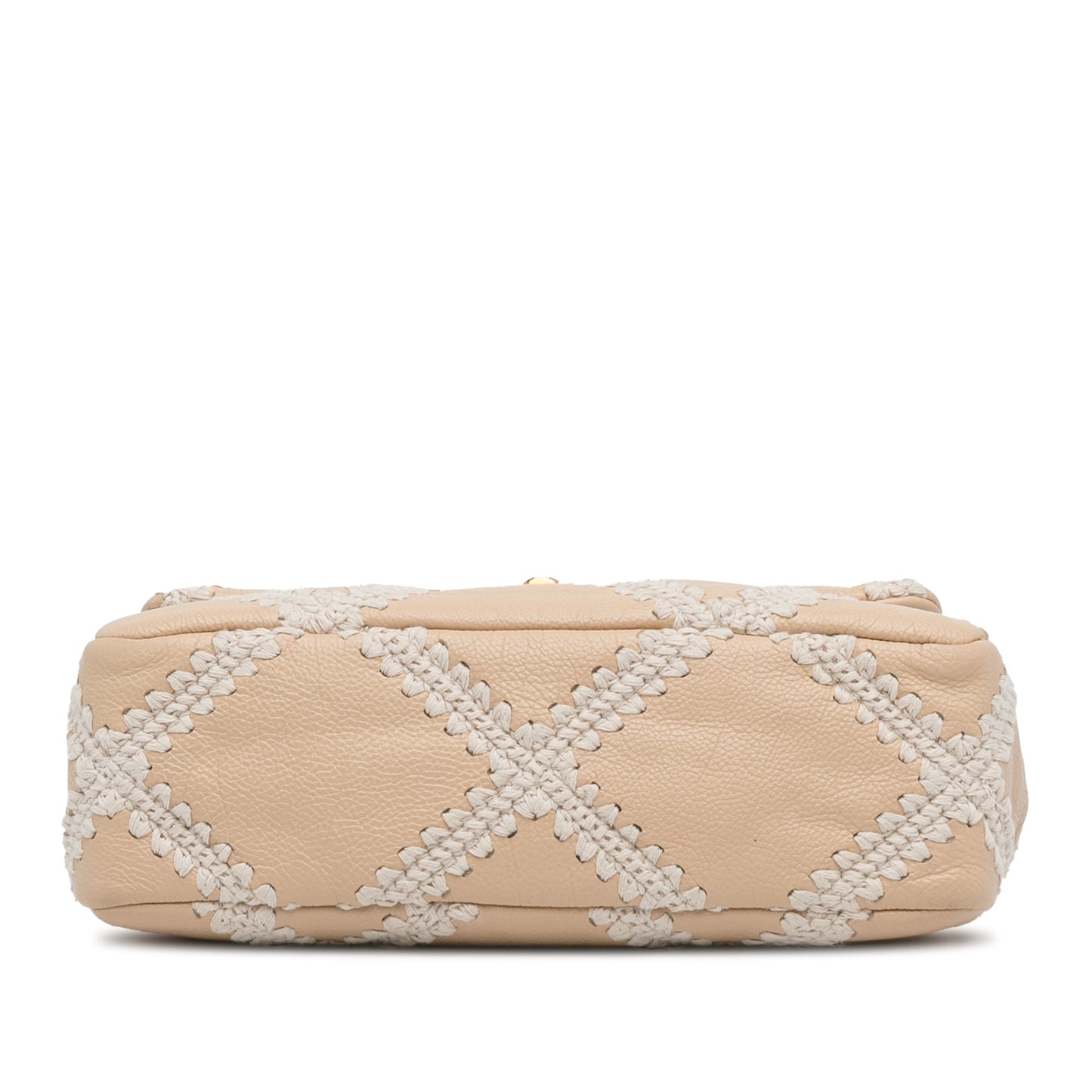 Beige Chanel Medium Crochet and Calfskin 19 Flap Bag Satchel