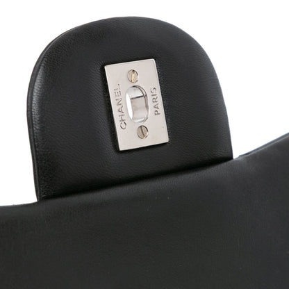 Black Chanel Jumbo Classic Lambskin Double Flap Shoulder Bag
