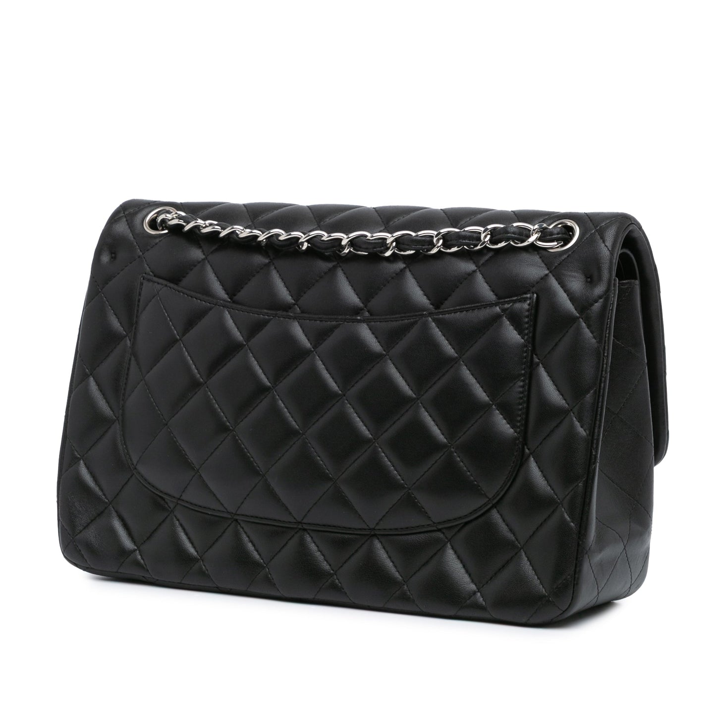 Black Chanel Jumbo Classic Lambskin Double Flap Shoulder Bag