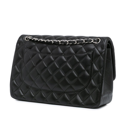 Black Chanel Jumbo Classic Lambskin Double Flap Shoulder Bag