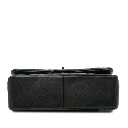 Black Chanel Jumbo Classic Lambskin Double Flap Shoulder Bag