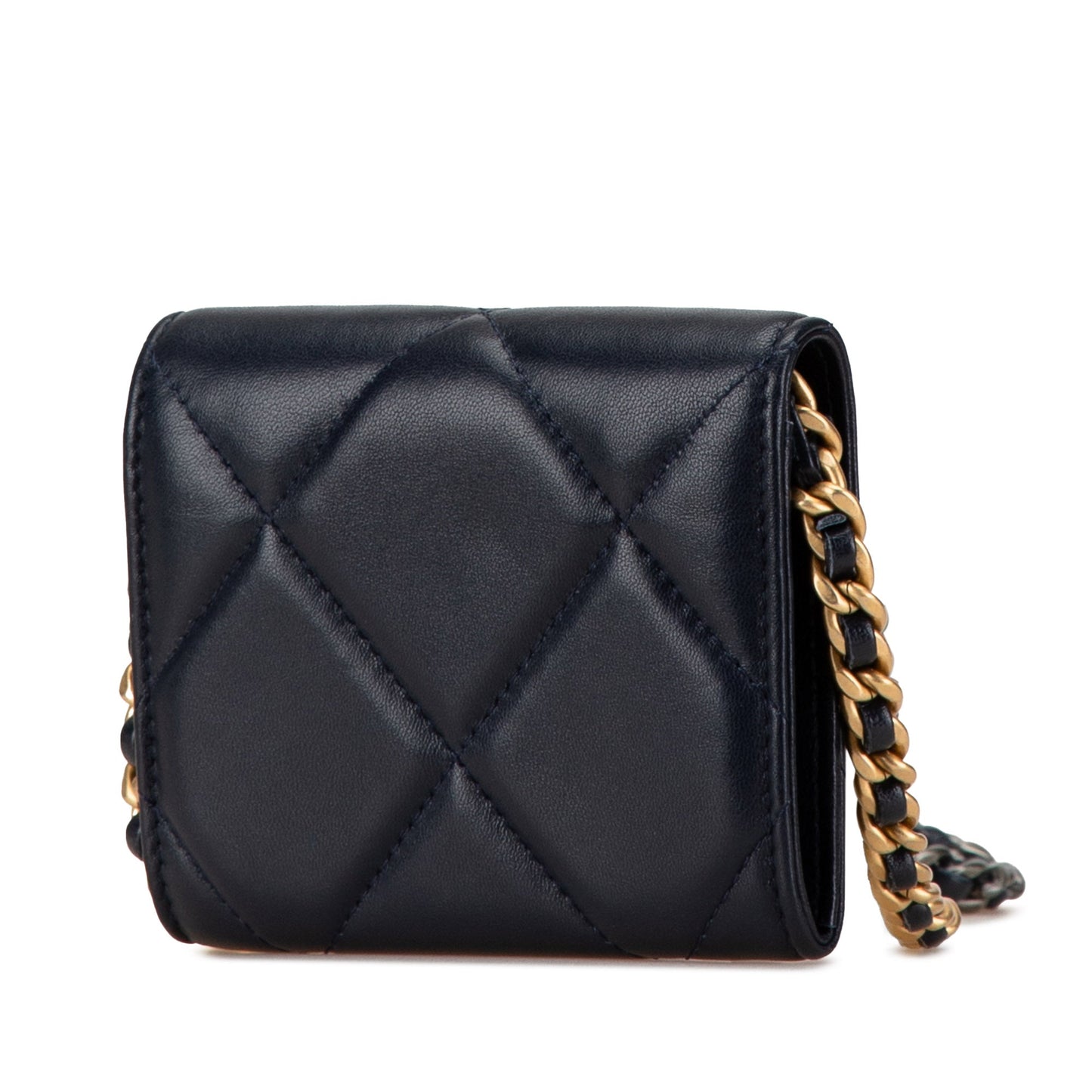Black Chanel Lambskin 19 Flap Coin Purse With Chain Crossbody Bag
