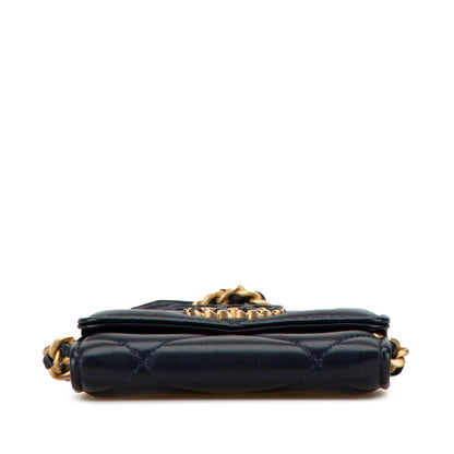 Black Chanel Lambskin 19 Flap Coin Purse With Chain Crossbody Bag