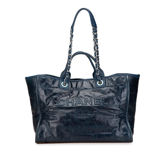 Chanel Sac Medium Glazed Calfskin and Caviar Deauville Tote