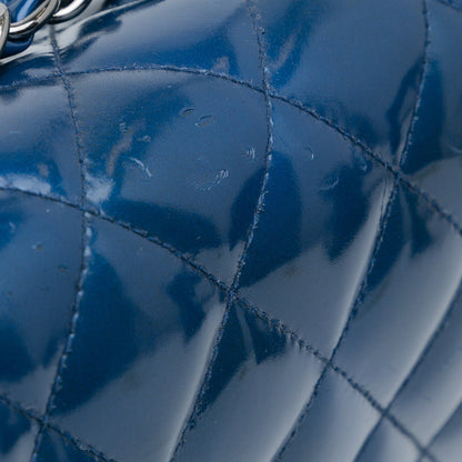 Blue Chanel Jumbo Classic Patent Double Flap Shoulder Bag