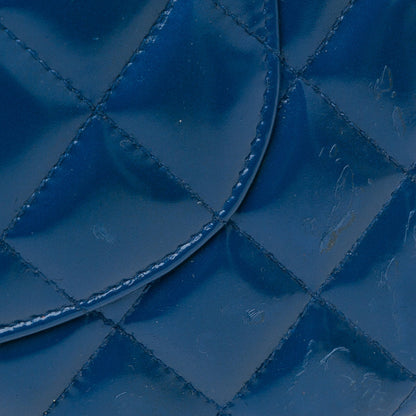 Blue Chanel Jumbo Classic Patent Double Flap Shoulder Bag