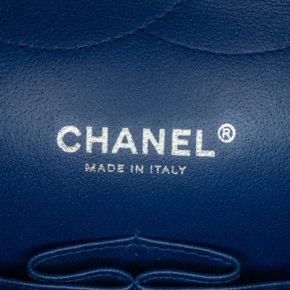 Blue Chanel Jumbo Classic Patent Double Flap Shoulder Bag