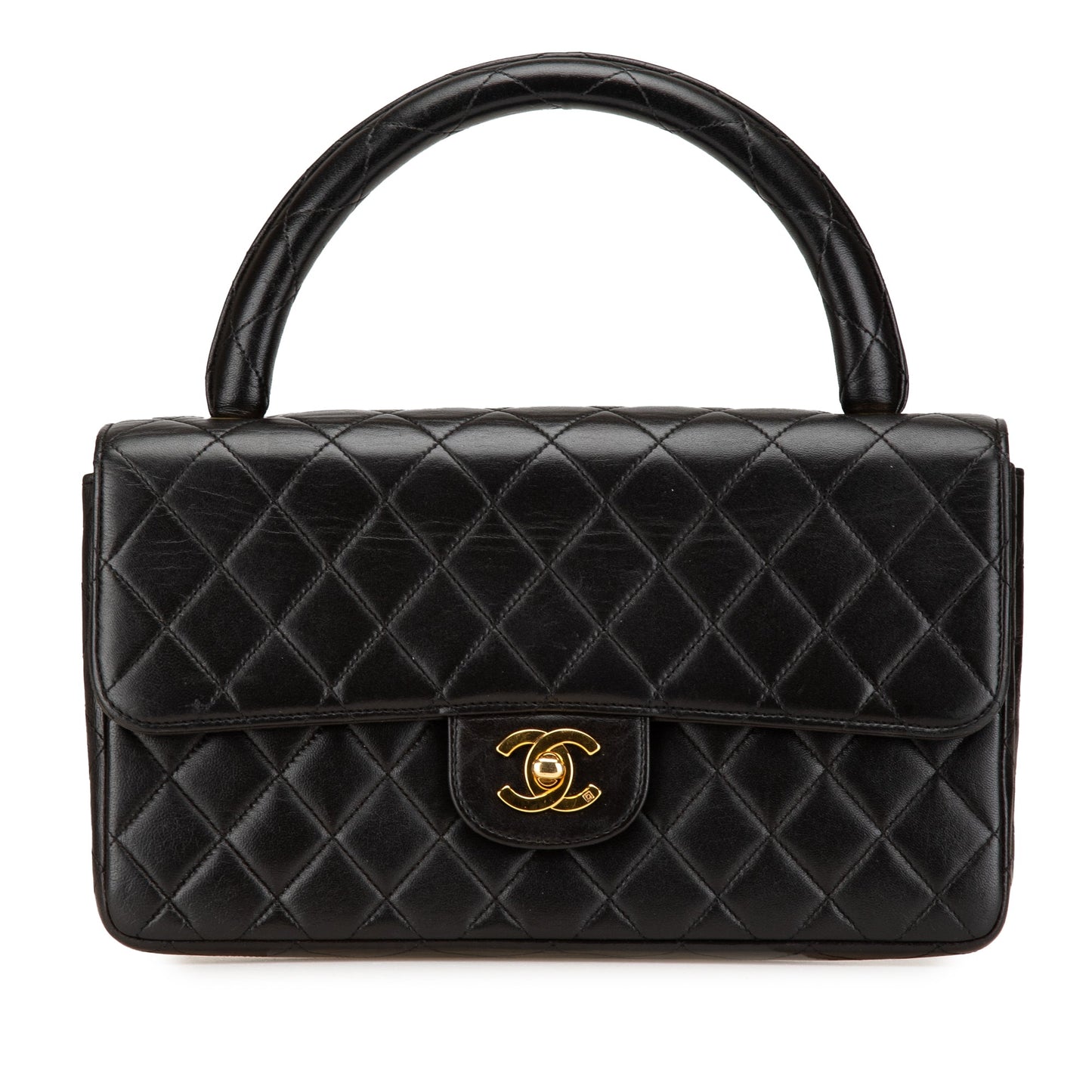 Black Chanel Medium Lambskin Kelly Parent Top Handle Bag