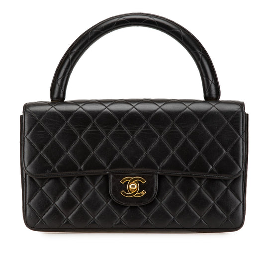 Black Chanel Medium Lambskin Kelly Parent Top Handle Bag