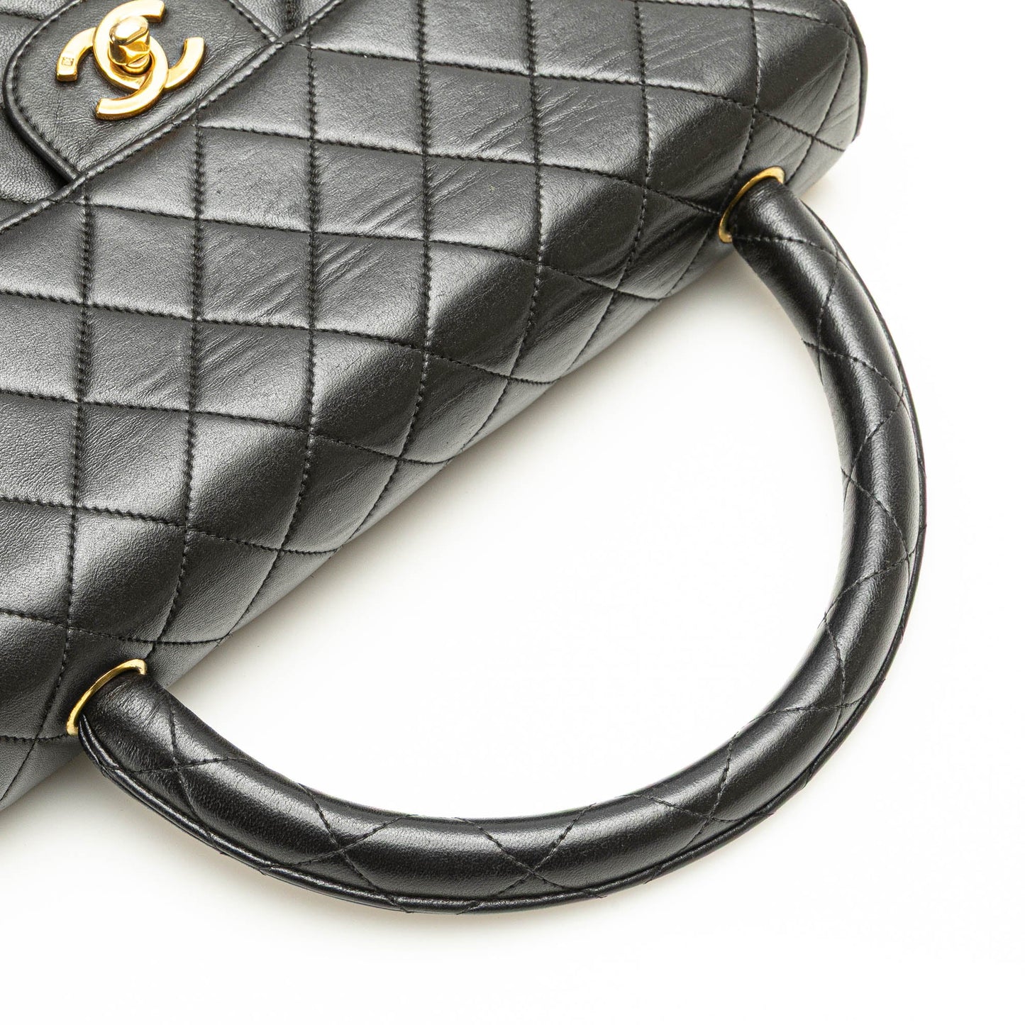 Black Chanel Medium Lambskin Kelly Parent Top Handle Bag