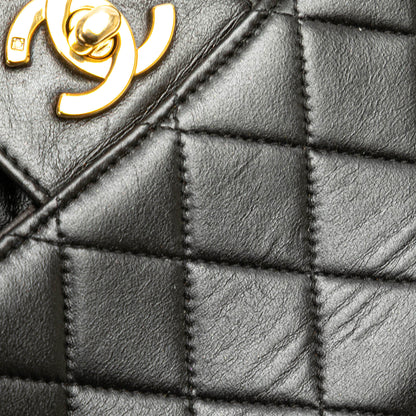 Black Chanel Medium Lambskin Kelly Parent Top Handle Bag