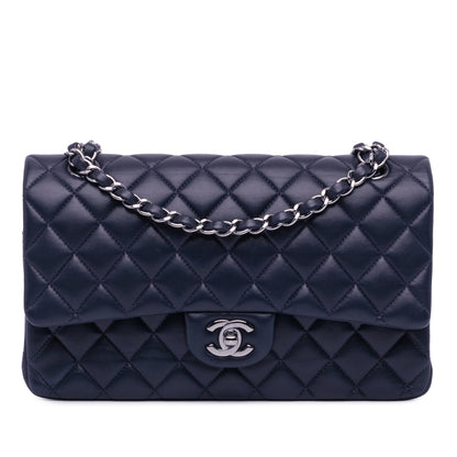 Blue Chanel Medium Classic Lambskin Double Flap Shoulder Bag