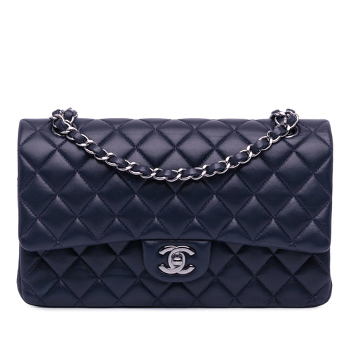 Blue Chanel Medium Classic Lambskin Double Flap Shoulder Bag