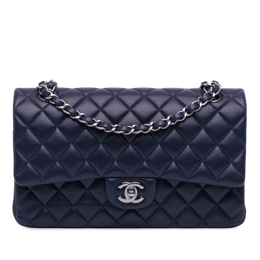 Blue Chanel Medium Classic Lambskin Double Flap Shoulder Bag