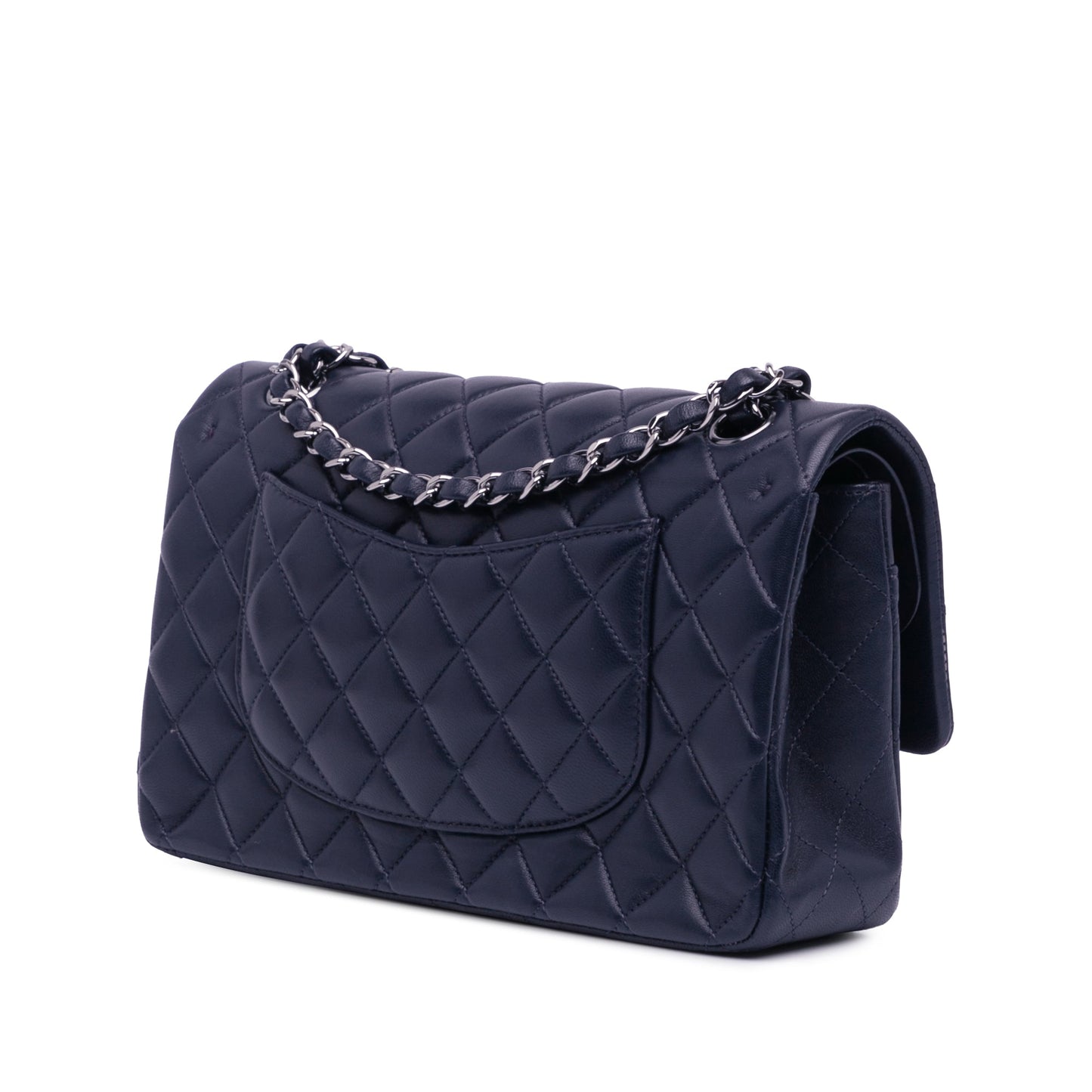 Blue Chanel Medium Classic Lambskin Double Flap Shoulder Bag