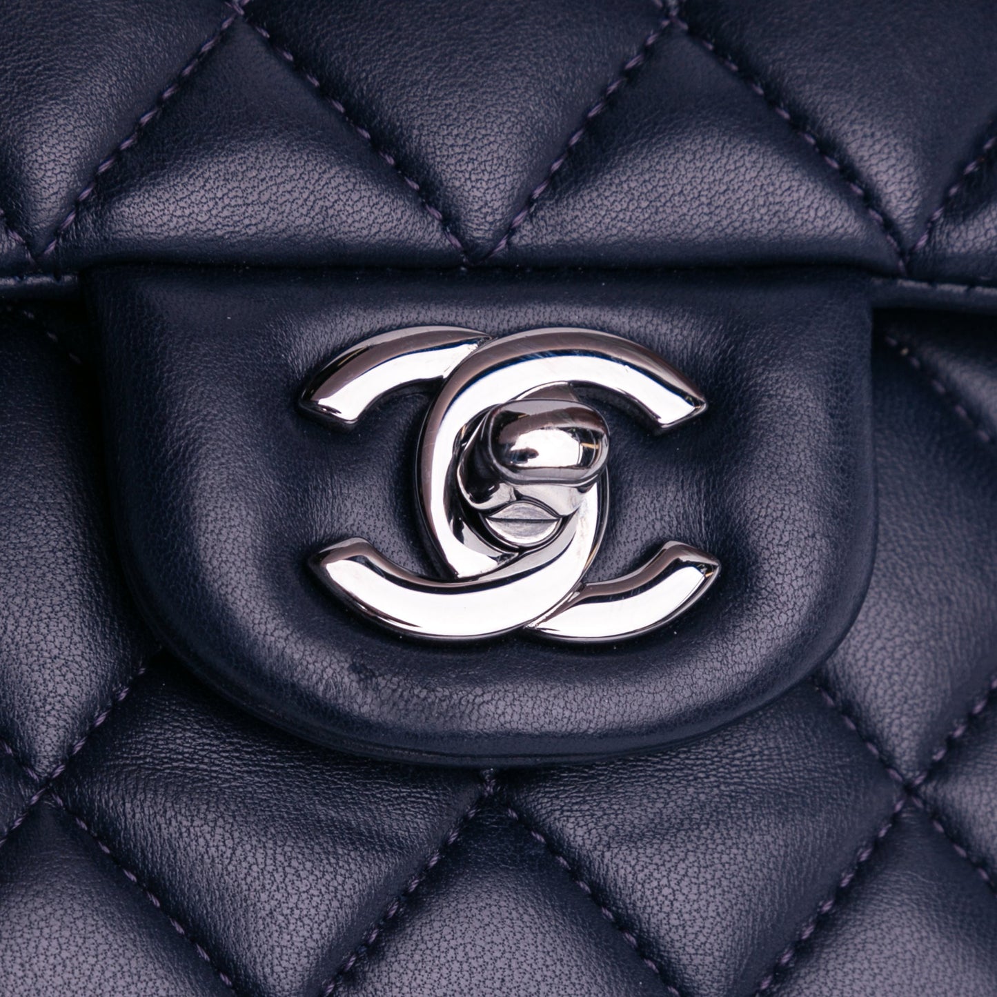 Blue Chanel Medium Classic Lambskin Double Flap Shoulder Bag